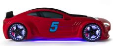 Дитяче ліжко машина Star Premium Mersedes GT red 160x80 см з підсвічуванням, музикою, шкіряний салон, пультом
